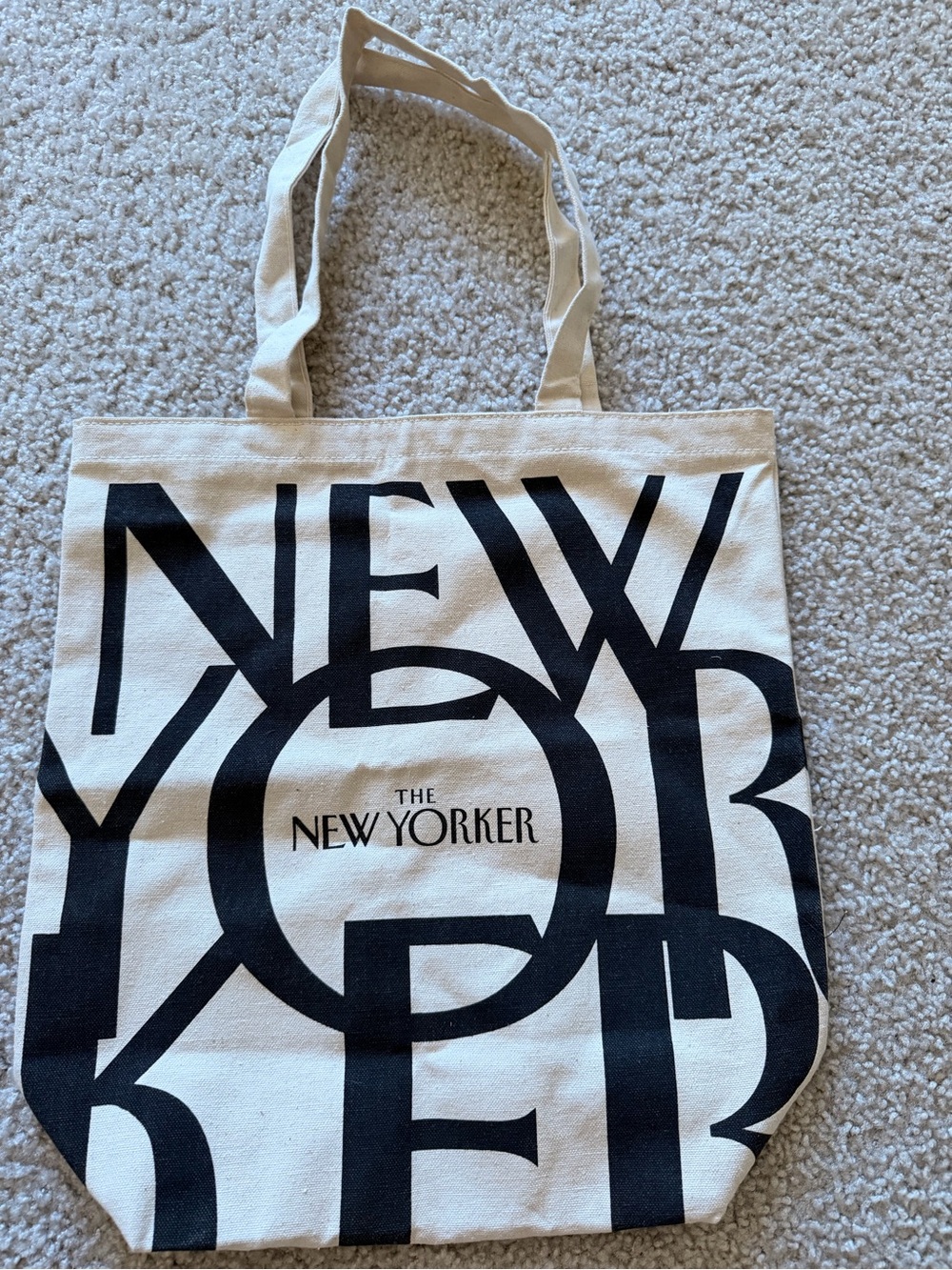 The New Yorker Cream Canvas Tote with Black Graphic